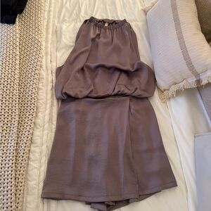 Satin Mauve Skort & High Neck Shirt Set